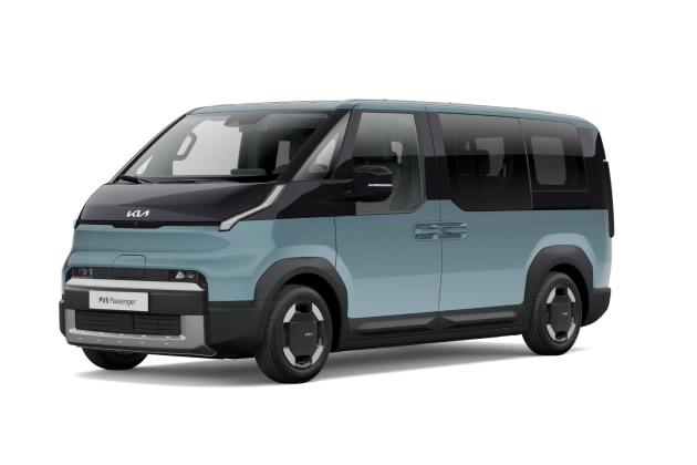 Seitenansicht eines blauen Kia PV5 Passenger